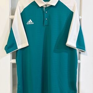 Adidas Men's Polo Shirt in Teal and White